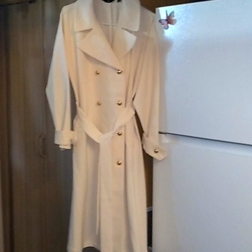 white rain coat